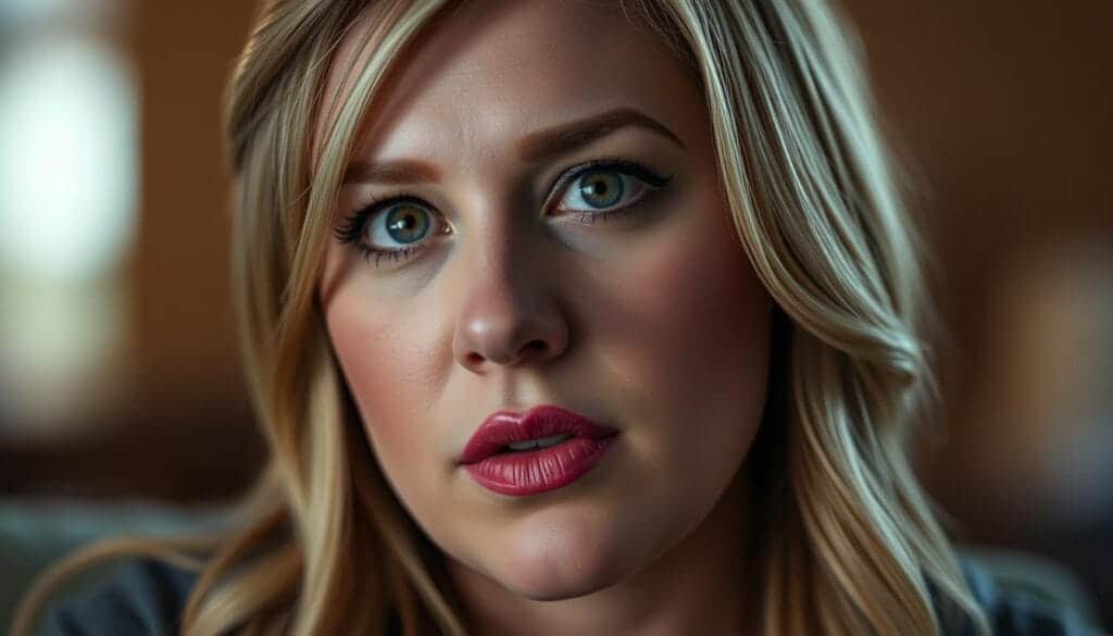 A high-resolution, photorealistic portrait of American singer Kelly Clarkson in a thoughtful, introspective pose, gazing directly at the viewer. Her face is lit by soft, warm lighting, accentuating her features and the healthy glow of her skin. The background is subtly blurred, drawing the focus to Clarkson's expression, which conveys a sense of openness and vulnerability as she addresses the topic of her recent weight loss journey and the role of medication. The overall tone is contemplative and cinematic, reflecting the gravity of the subject matter.