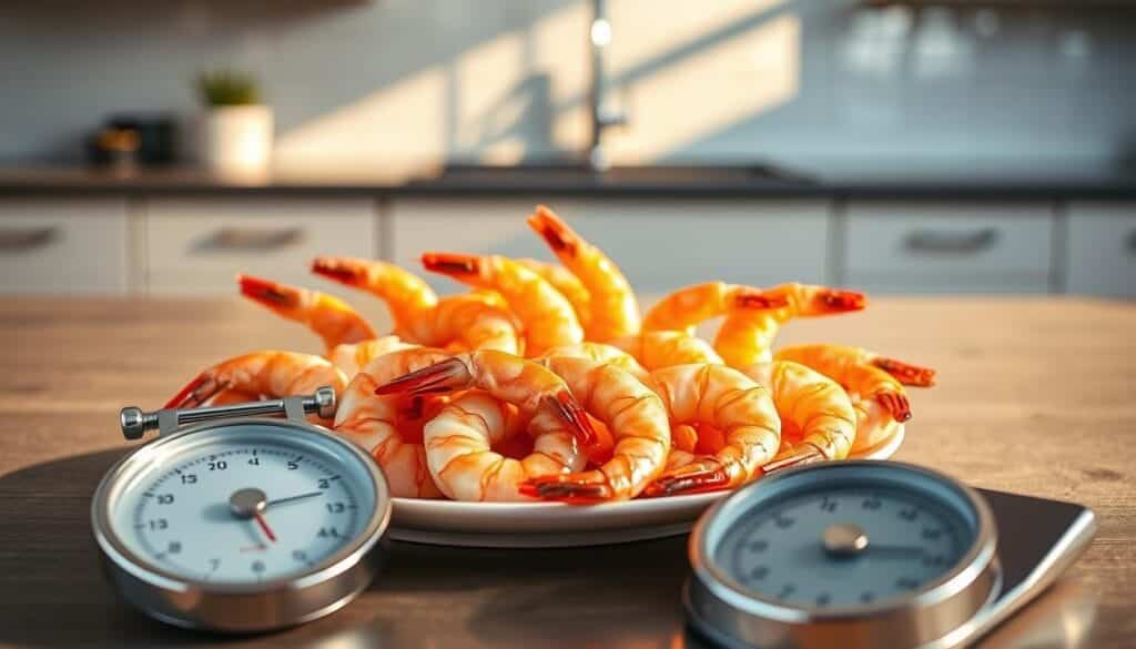 A plate of succulent shrimp set against a backdrop of a sleek, minimalist kitchen counter. The shrimp are arranged in a visually appealing manner, glistening under warm, natural lighting that casts subtle shadows. In the foreground, a set of precision kitchen scales sits nearby, hinting at the role of shrimp in a weight loss regimen. The overall scene conveys a sense of health, balance, and the scientific approach to incorporating shrimp into a weight management lifestyle. A plate of succulent shrimp set against a backdrop of a sleek, minimalist kitchen counter. The shrimp are arranged in a visually appealing manner, glistening under warm, natural lighting that casts subtle shadows. In the foreground, a set of precision kitchen scales sits nearby, hinting at the role of shrimp in a weight loss regimen. The overall scene conveys a sense of health, balance, and the scientific approach to incorporating shrimp into a weight management lifestyle.