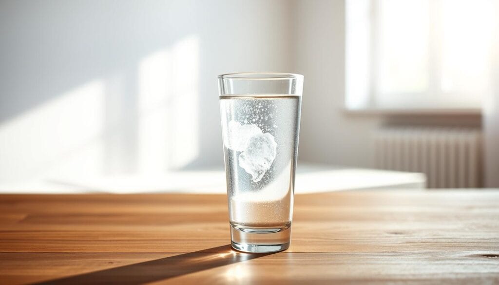 A serene, well-lit interior scene with a glass of cold, refreshing water taking center stage on a minimalist, wooden table. The glass is filled to the brim, capturing the transparency and purity of the liquid. Sunlight streams in through a large window, casting a warm, natural glow and highlighting the subtle reflections on the glass. The background is softly blurred, drawing the viewer's attention to the water intake, symbolizing its importance for weight loss. The overall composition is clean, calming, and emphasizes the simple yet powerful role of water in achieving a healthy lifestyle.